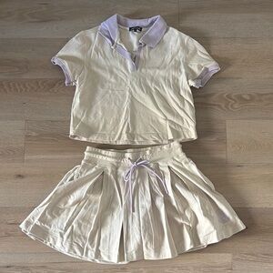 Bad Birdie Cream and Lavender Skirt Set